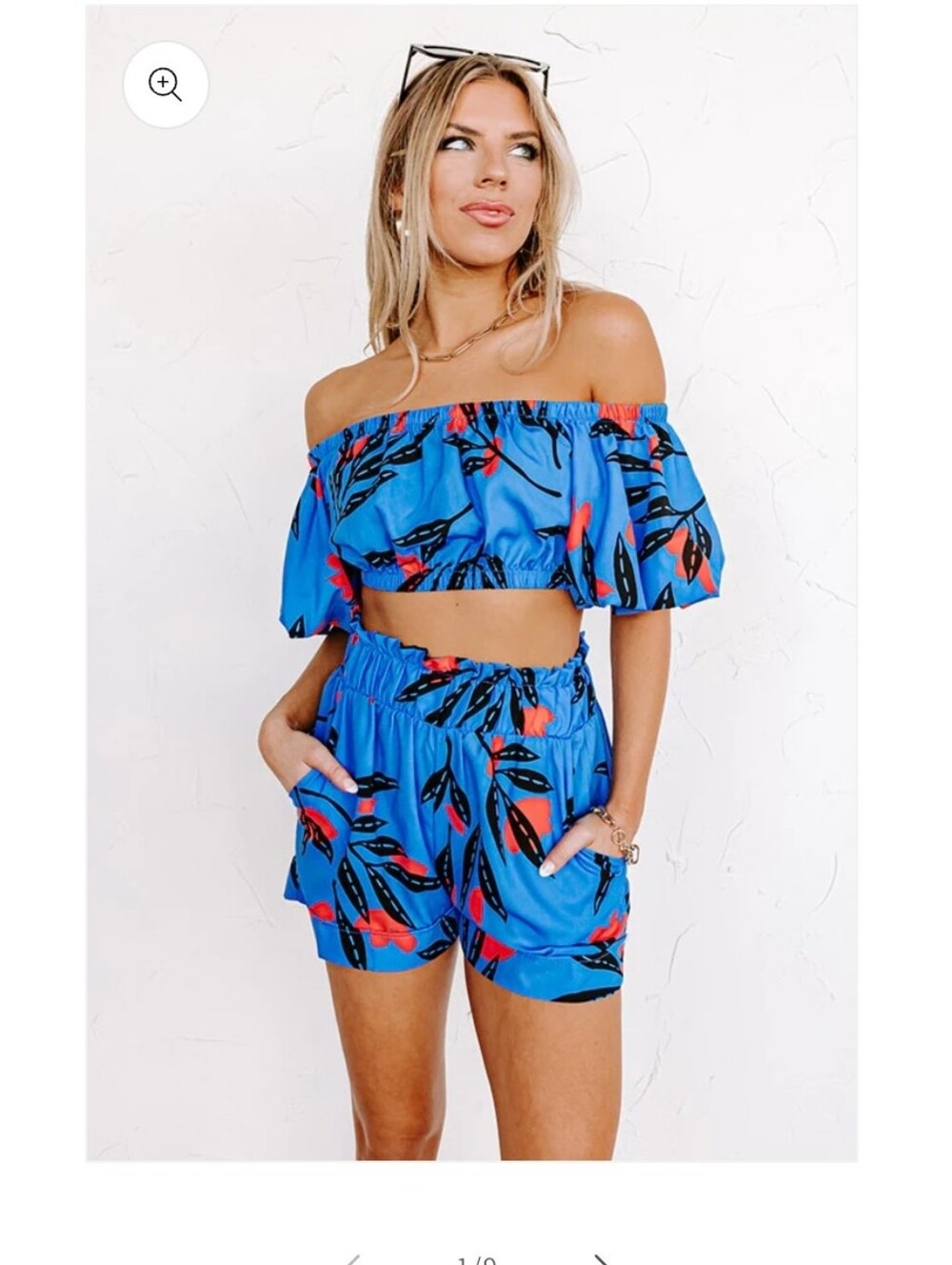 Impressions Heart Of Hawaii Ocean Blue 2 Piece Shorts Set Large EUC